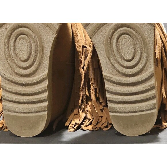 Madden Girl Sleet Fringe Hidden Wedge Boots Faux Fur Suede Chestnut Brown 9.5 M - Picture 14 of 14